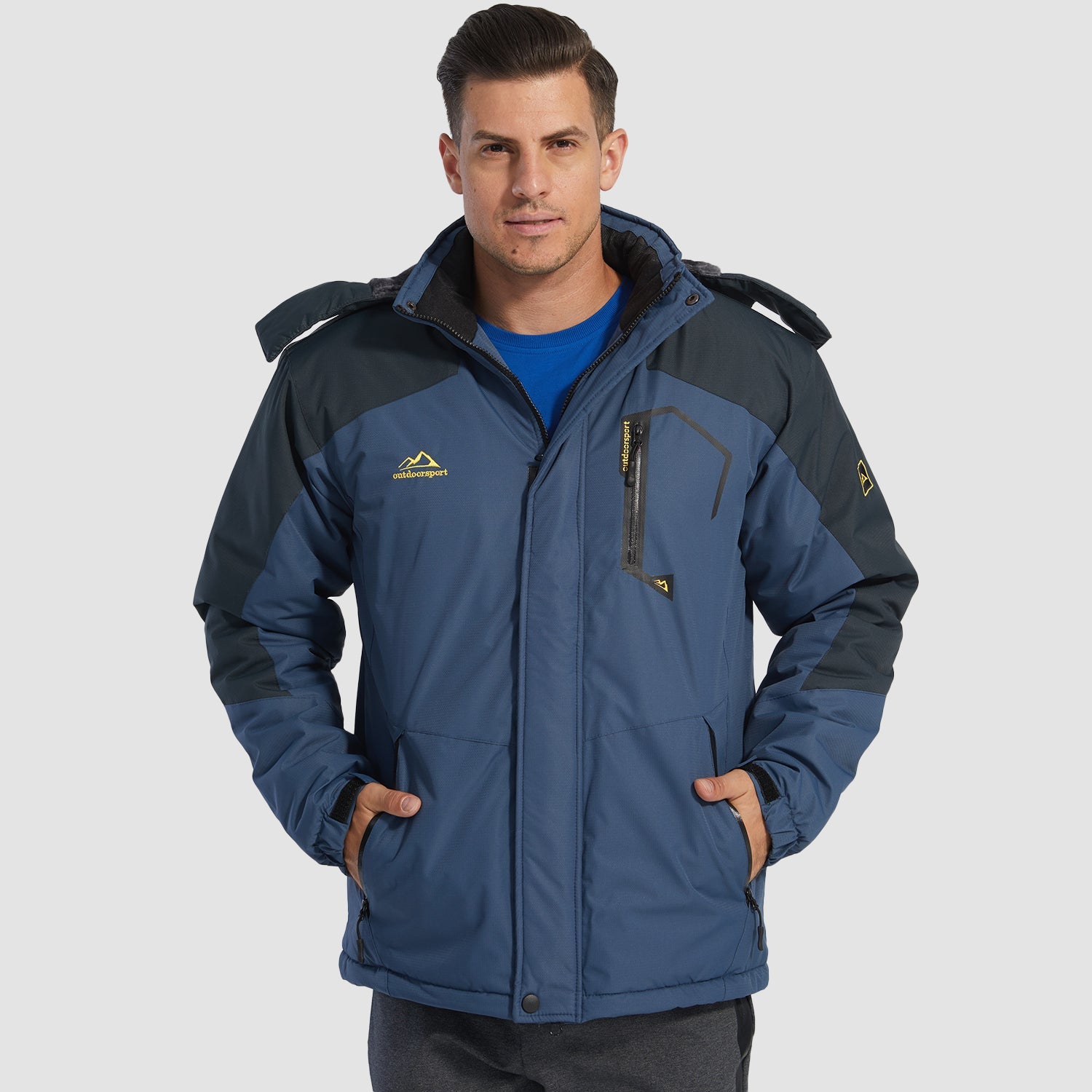 Herren Skijacke wasserabweisend – Winterjacke mit Kapuze und Fleece-Futter