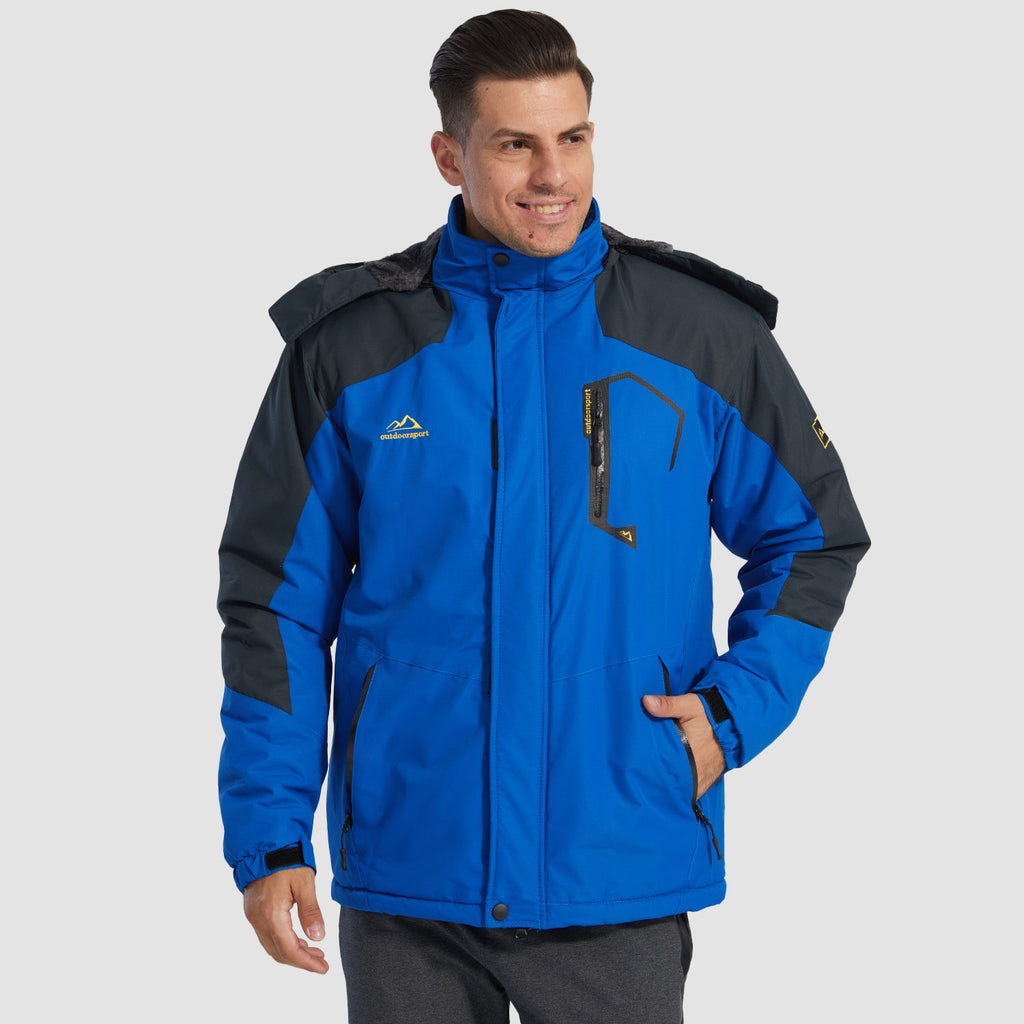 Herren Skijacke wasserabweisend – Winterjacke mit Kapuze und Fleece-Futter