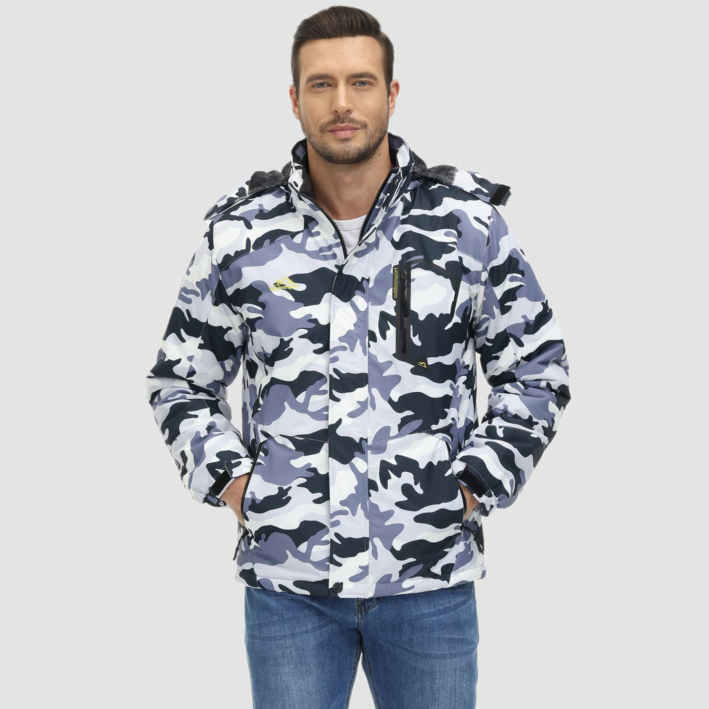 Herren Skijacke wasserabweisend – Winterjacke mit Kapuze und Fleece-Futter
