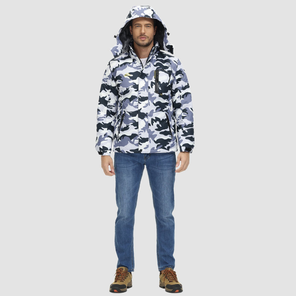 Herren Skijacke wasserabweisend – Winterjacke mit Kapuze und Fleece-Futter