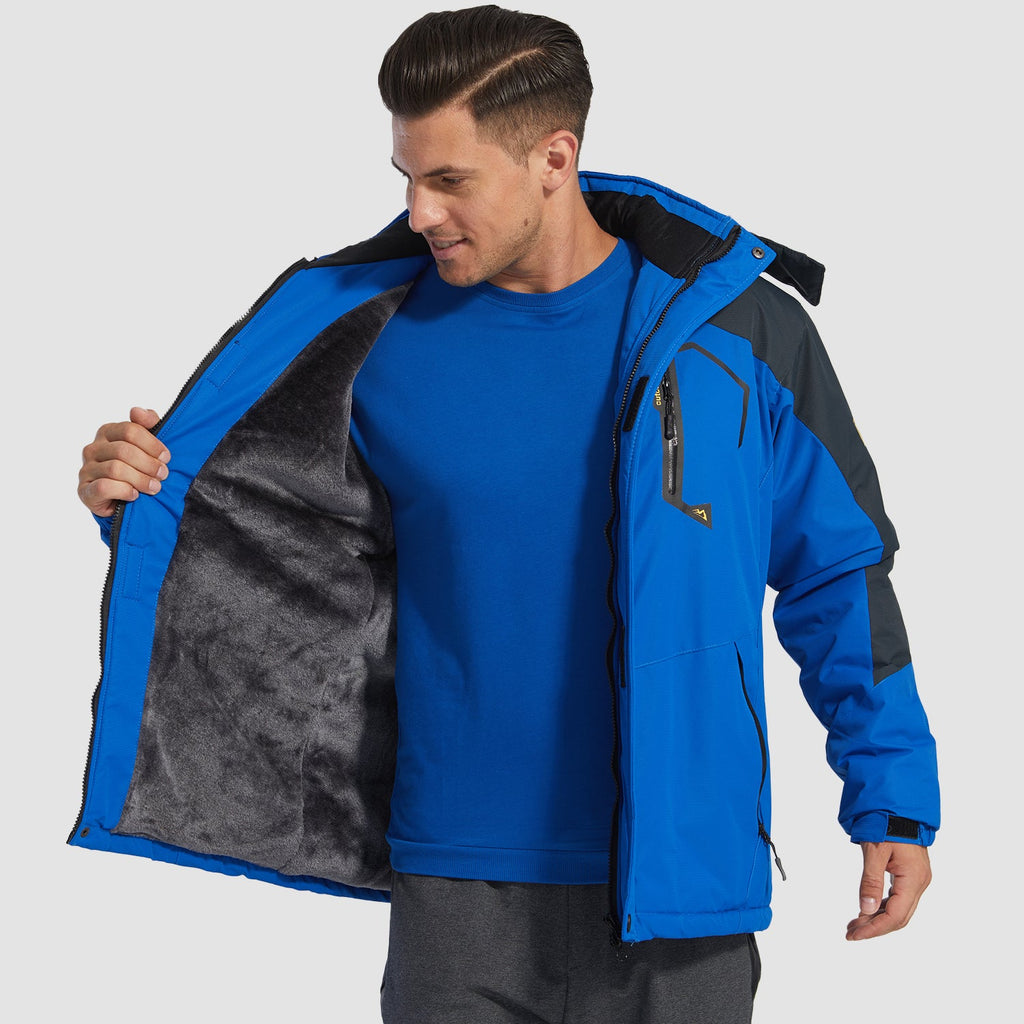 Herren Skijacke wasserabweisend – Winterjacke mit Kapuze und Fleece-Futter