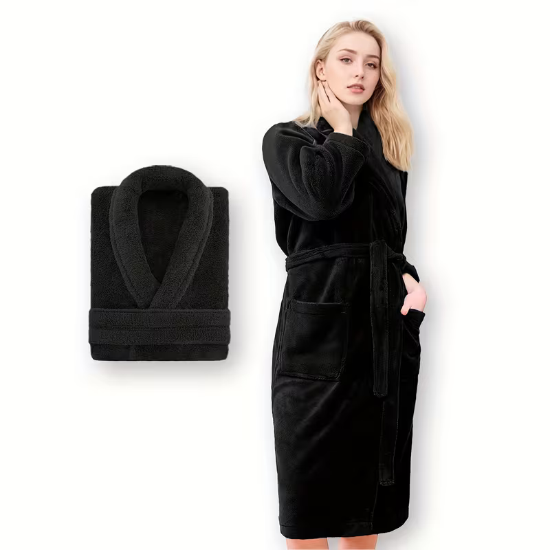 Unisex Gemütlicher Bademantel mit Schalkragen