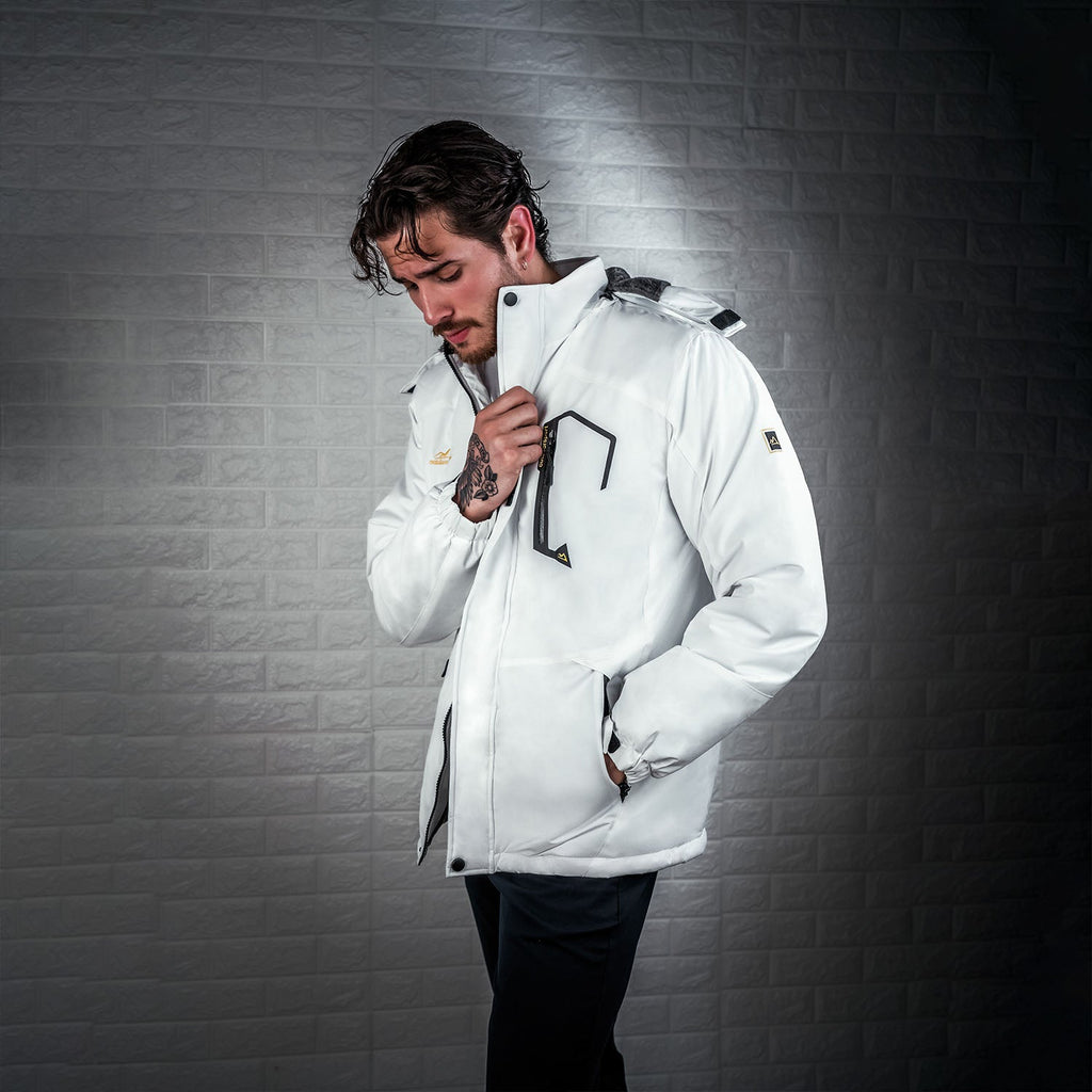Herren Skijacke wasserabweisend – Winterjacke mit Kapuze und Fleece-Futter
