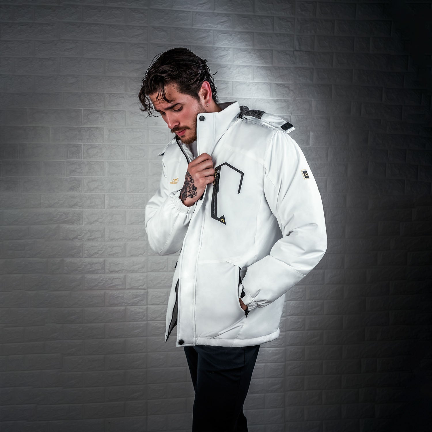 Herren Skijacke wasserabweisend – Winterjacke mit Kapuze und Fleece-Futter