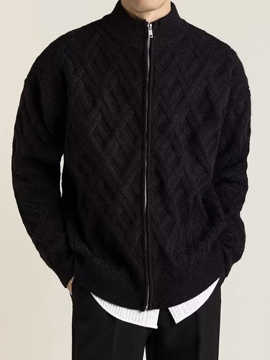 Herren Strickjacke mit Stehkragen