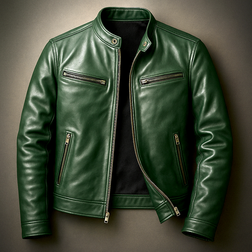 Herren Bikerjacke Vintage Style – Übergangsjacke mit Stehkragen
