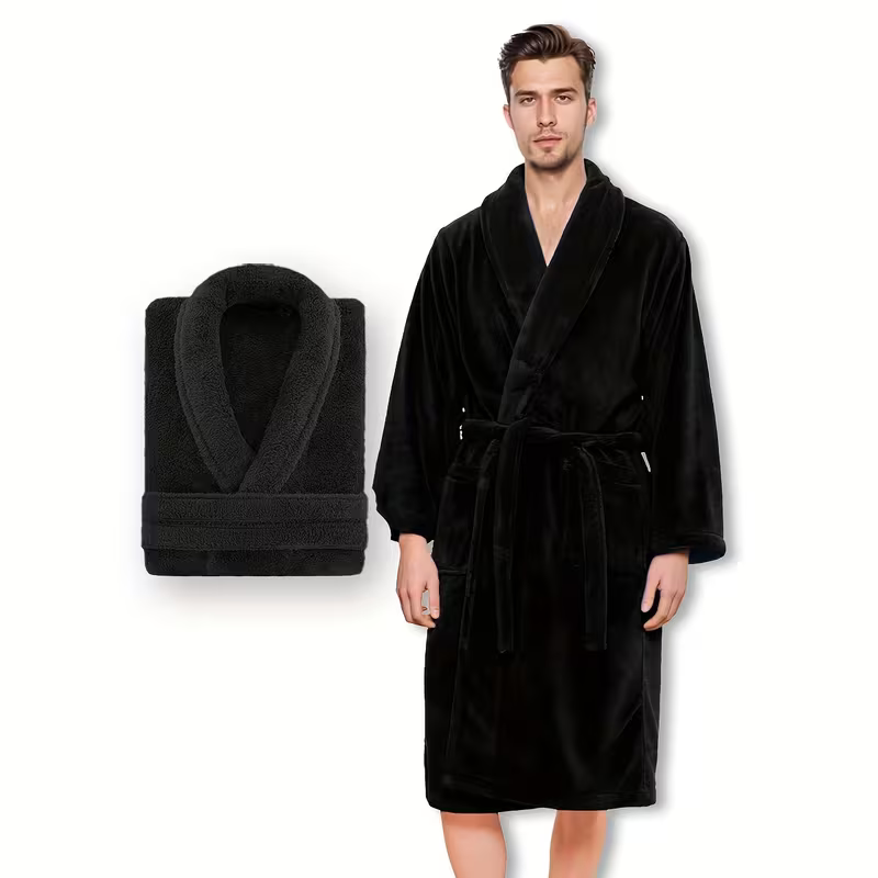 Unisex Gemütlicher Bademantel mit Schalkragen
