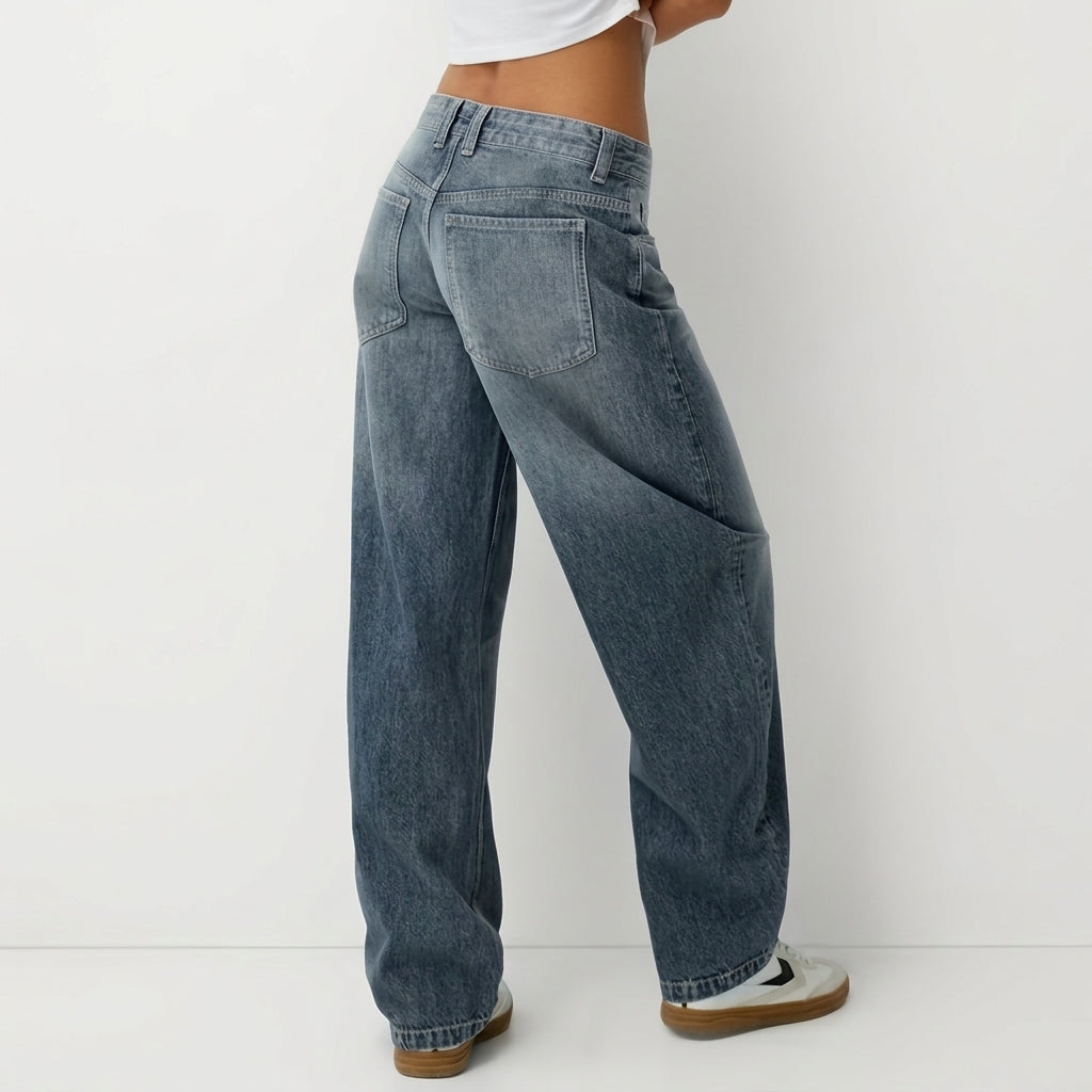 Damen Low Waist Wide Leg Jeans