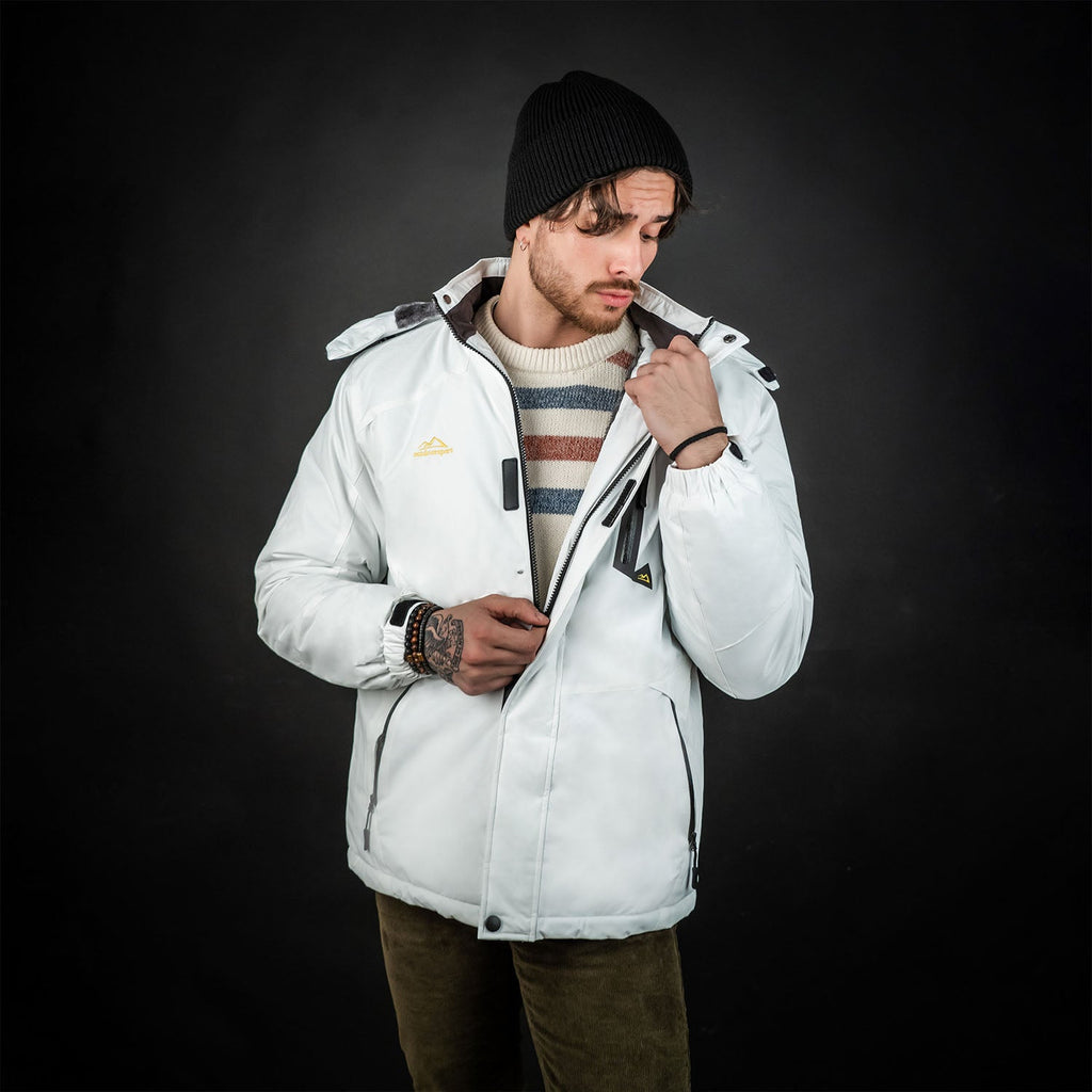 Herren Skijacke wasserabweisend – Winterjacke mit Kapuze und Fleece-Futter