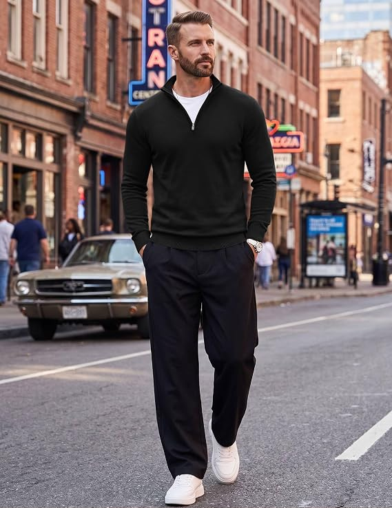 Herren Zip Pullover mit Stehkragen