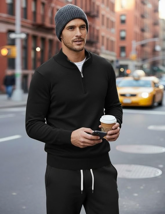 Herren Zip Pullover mit Stehkragen