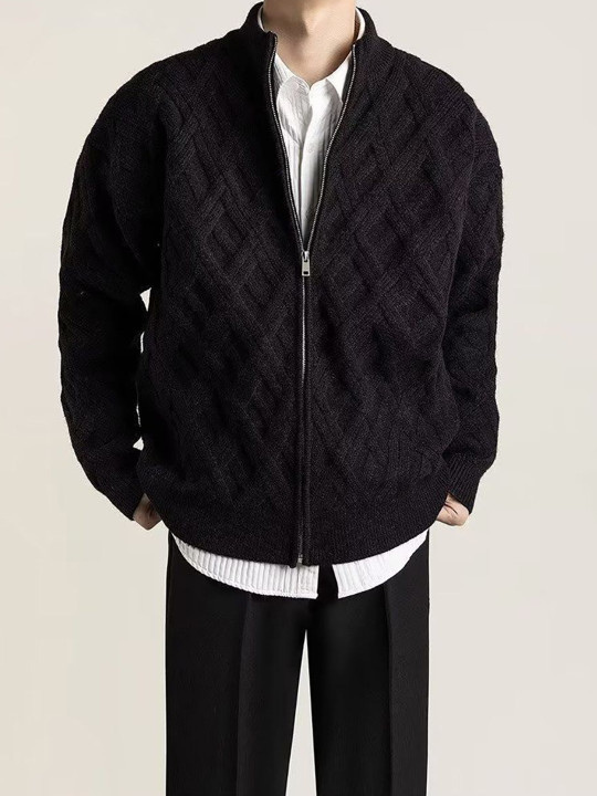 Herren Strickjacke mit Stehkragen