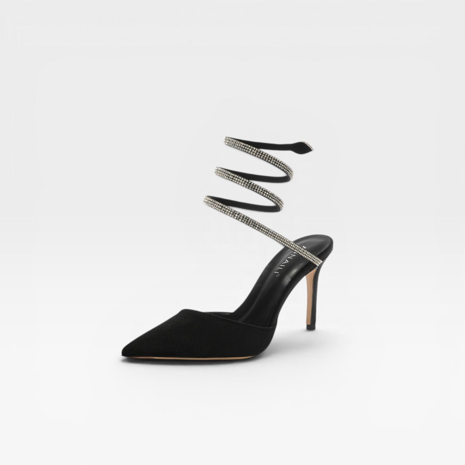 Damen Kristall Knöchel Wickelabsätze – Spitz zulaufende Satin Stiletto Pumps für besondere Anlässe
