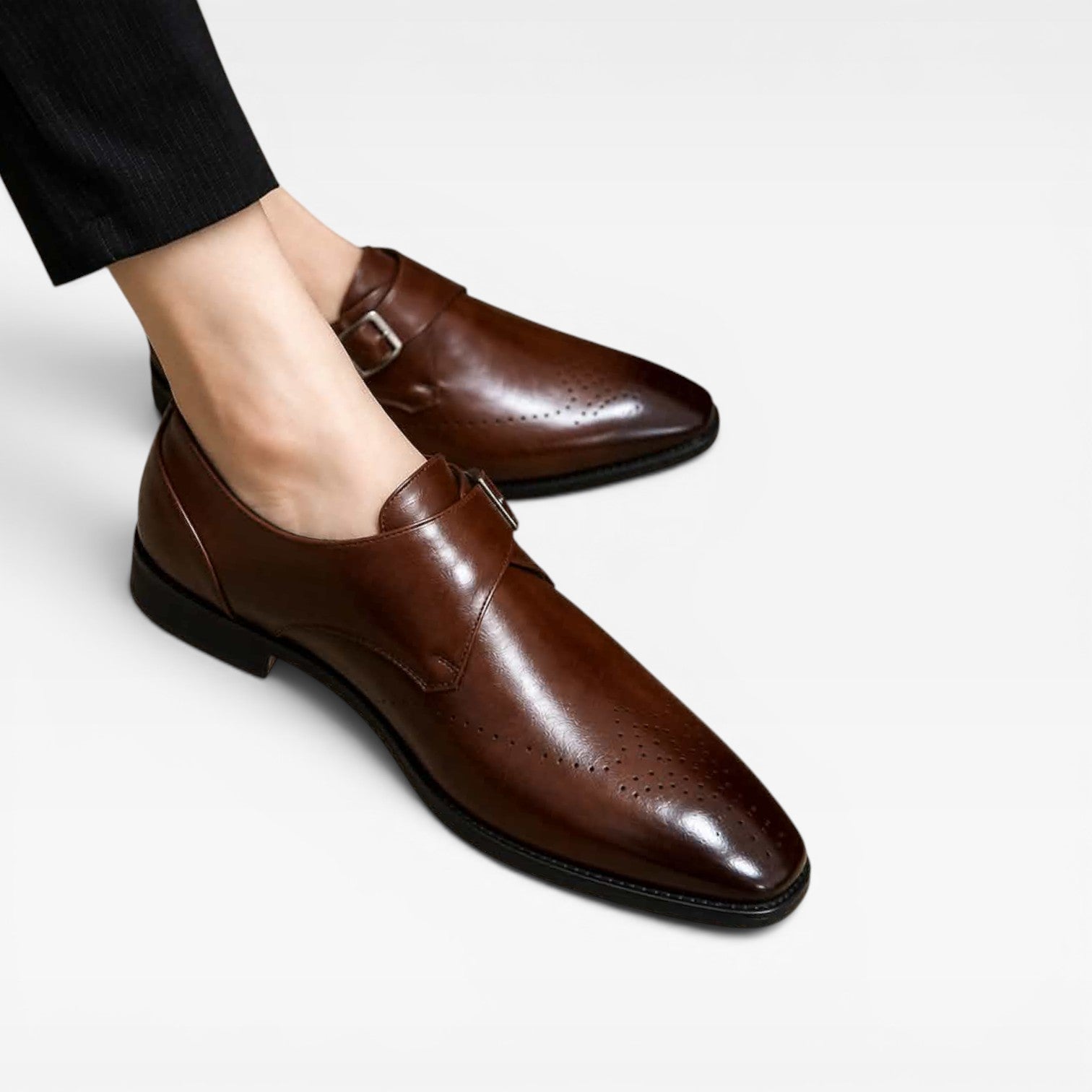 Herren Leder Monk Strap Schuhe – Klassische Slip-On Smarte Dress Schuhe