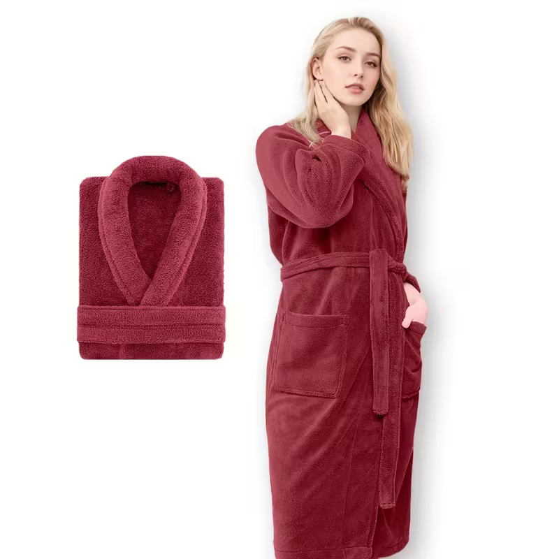 Unisex Gemütlicher Bademantel mit Schalkragen