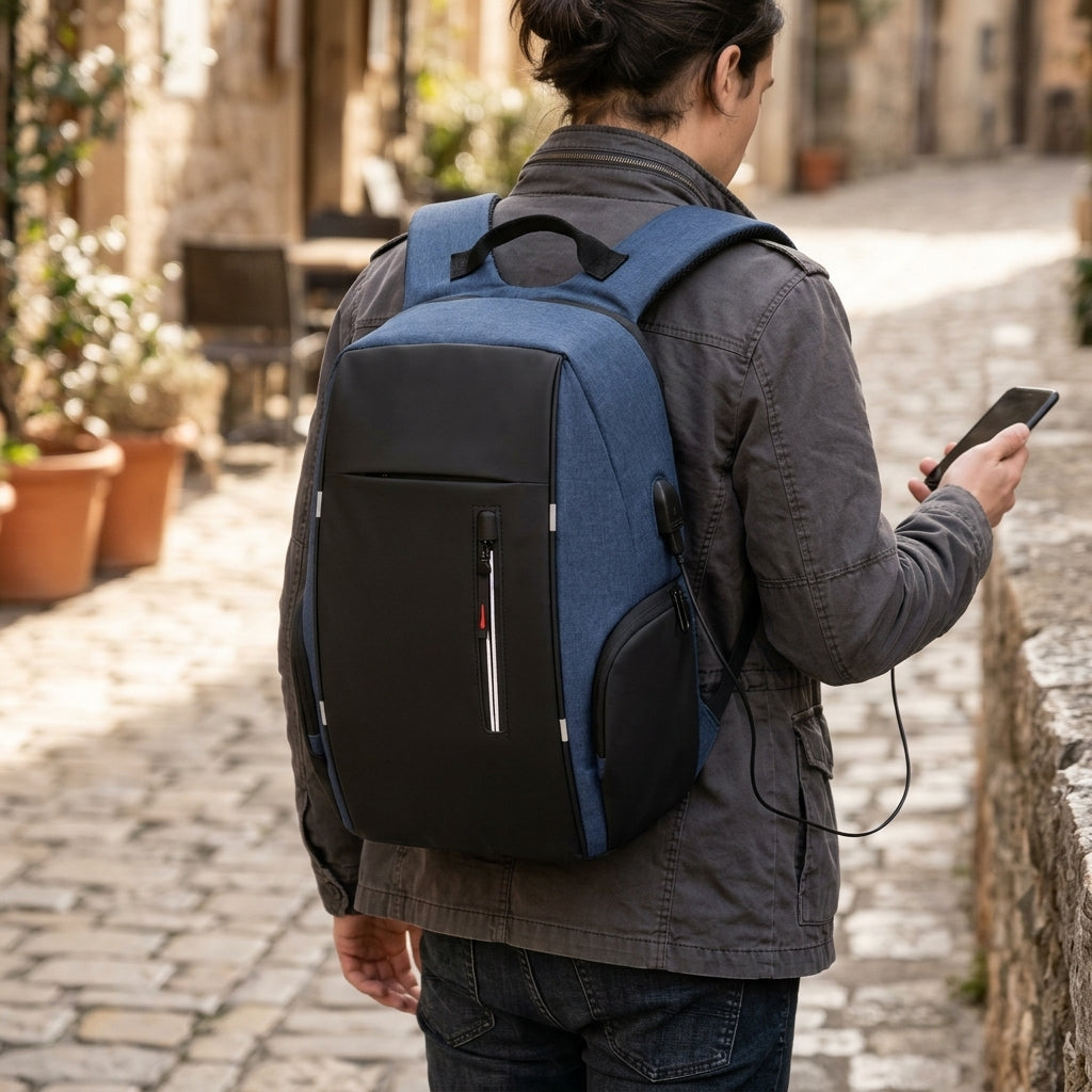 Herren Praktischer Laptop-Rucksack mit USB-Anschluss