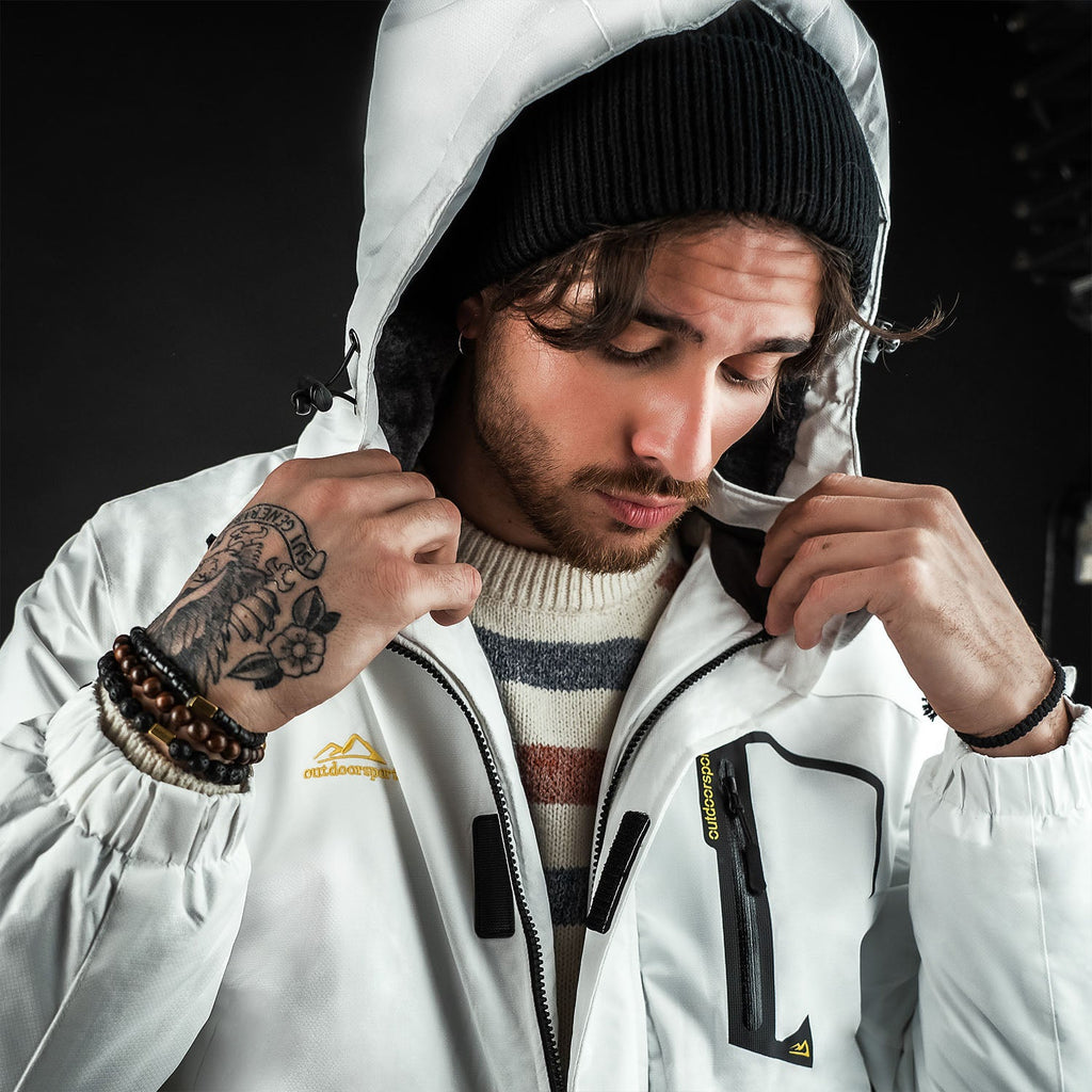 Herren Skijacke wasserabweisend – Winterjacke mit Kapuze und Fleece-Futter