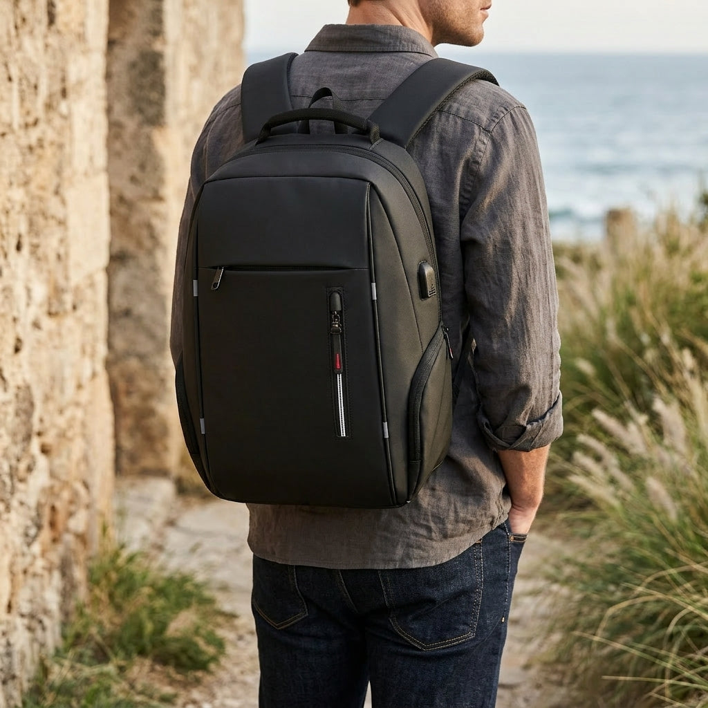 Herren Praktischer Laptop-Rucksack mit USB-Anschluss