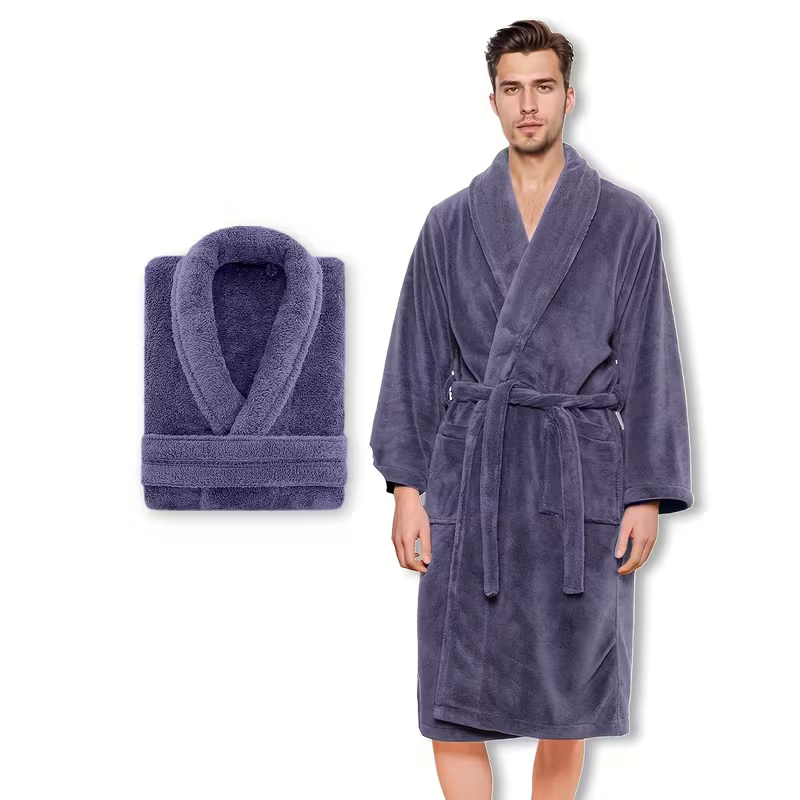 Unisex Gemütlicher Bademantel mit Schalkragen