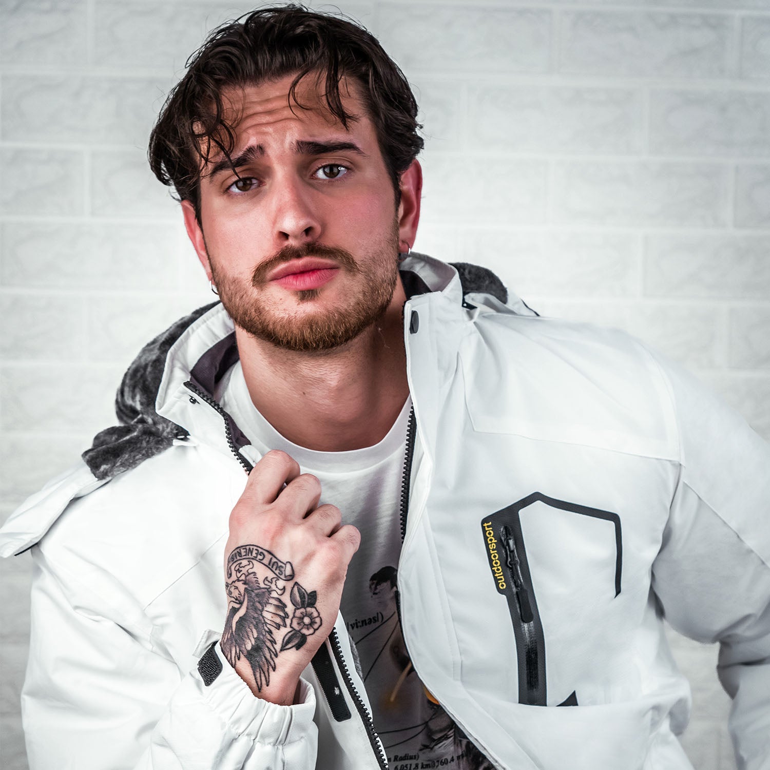 Herren Skijacke wasserabweisend – Winterjacke mit Kapuze und Fleece-Futter