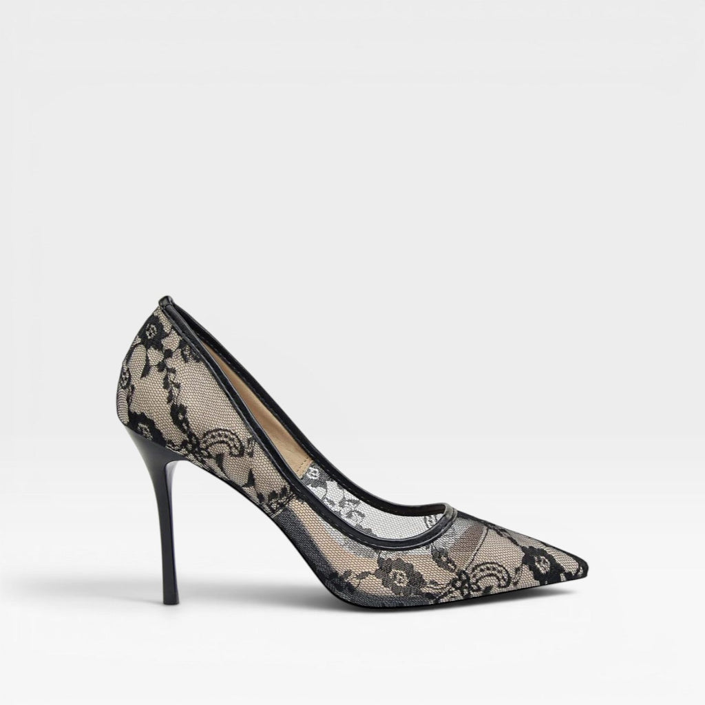Damen Spitzenzehen-Absätze aus Spitze – Elegante Blumen-Mesh-Stiletto-Pumps für besondere Anlässe