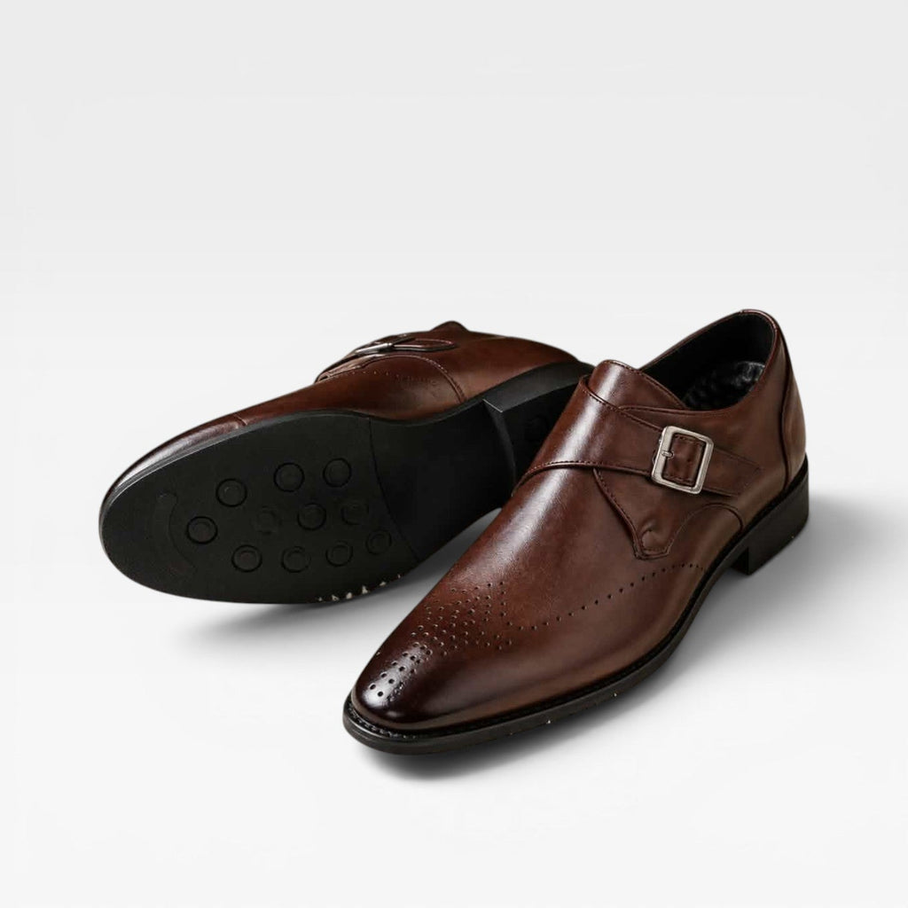 Herren Leder Monk Strap Schuhe – Klassische Slip-On Smarte Dress Schuhe
