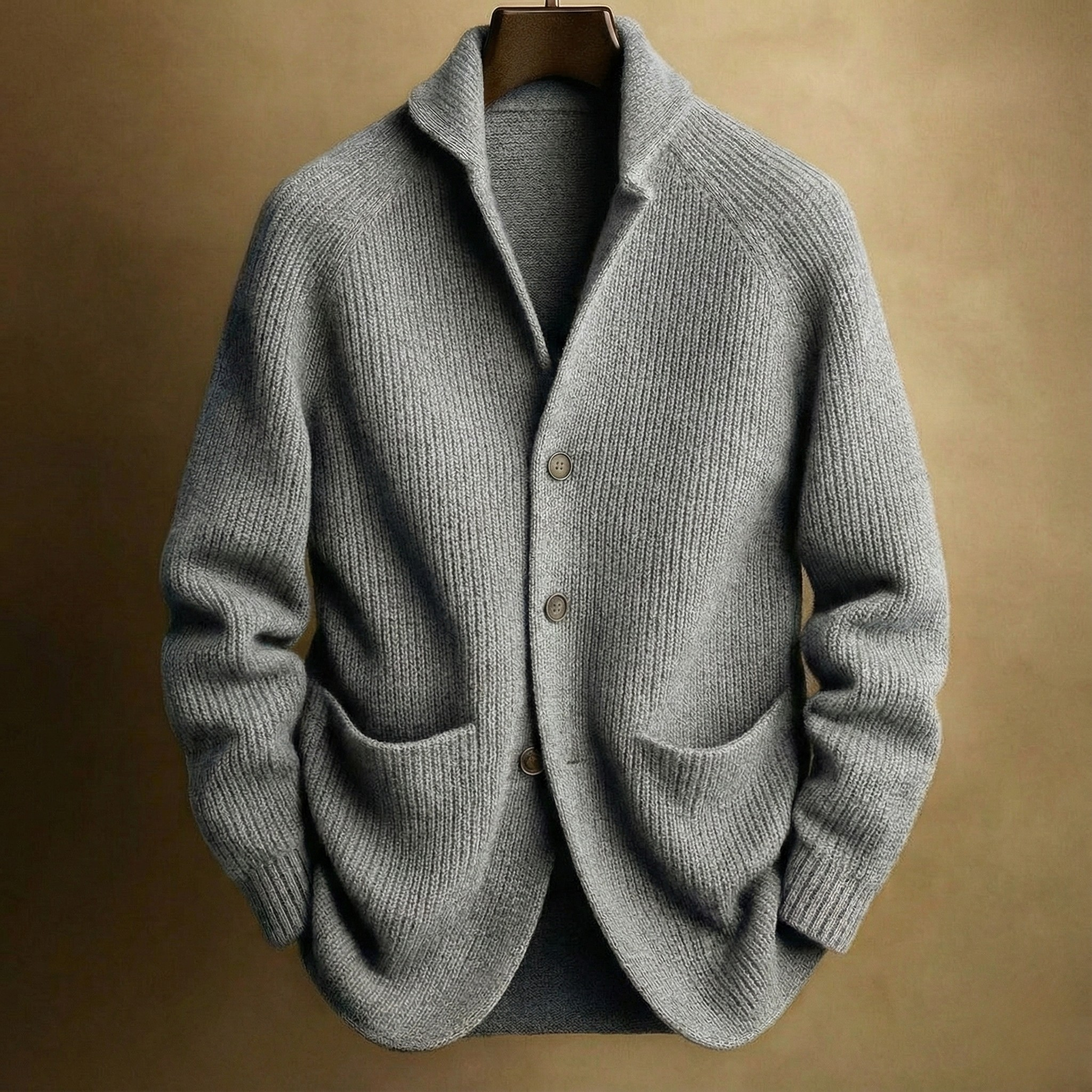Herren Strickjacke mit Schalkragen – Cardigan mit Knopfleiste