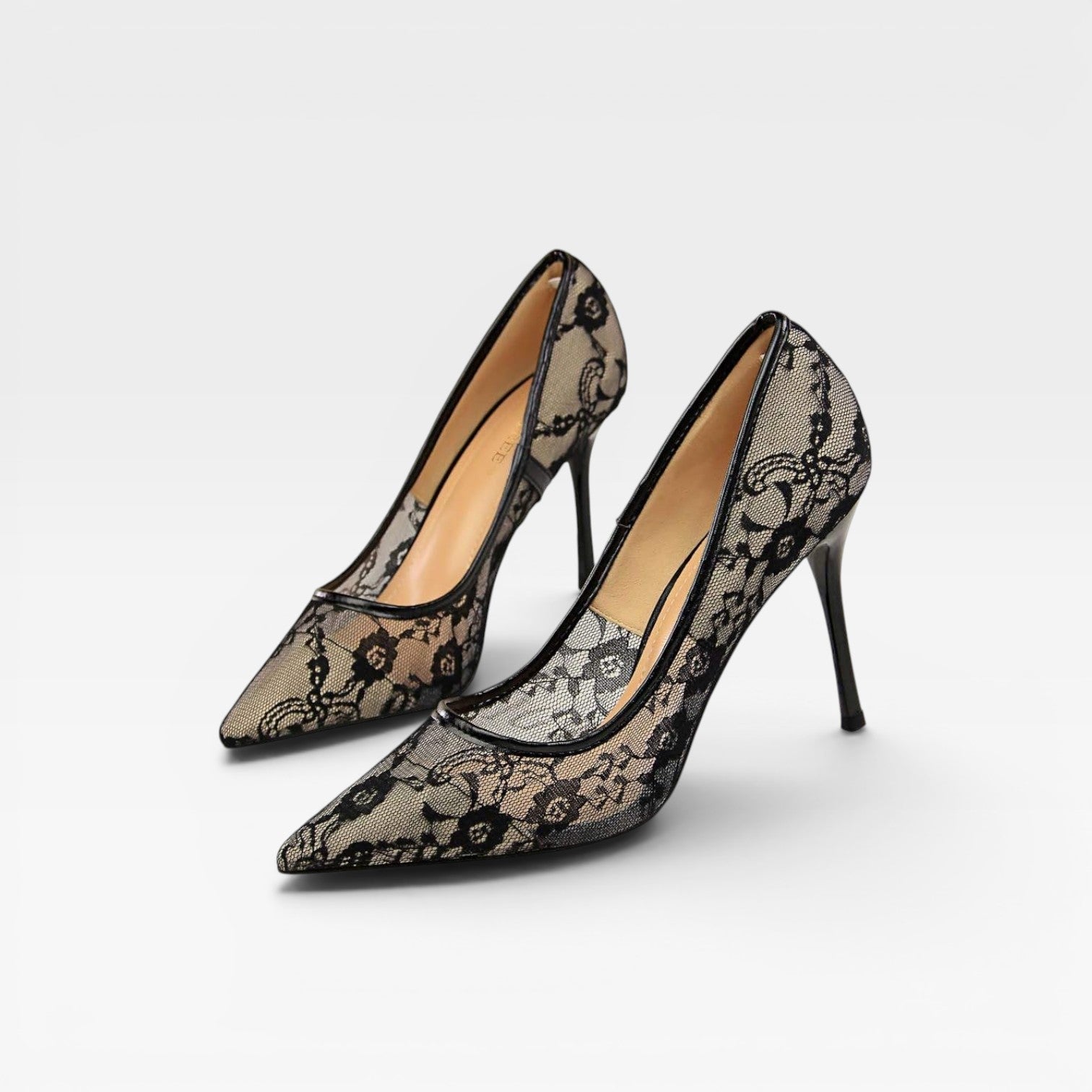 Damen Spitzenzehen-Absätze aus Spitze – Elegante Blumen-Mesh-Stiletto-Pumps für besondere Anlässe