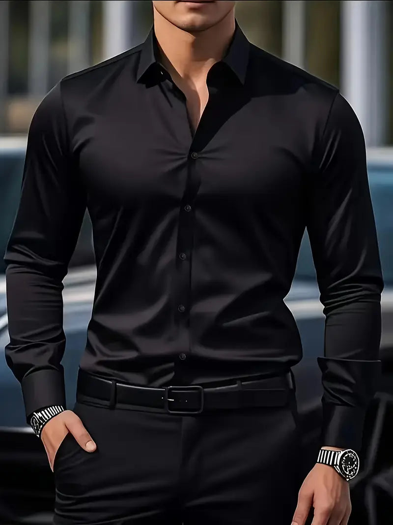 Herren Businesshemd Langarm – Bügelleichtes Hemd mit modernem Schnitt
