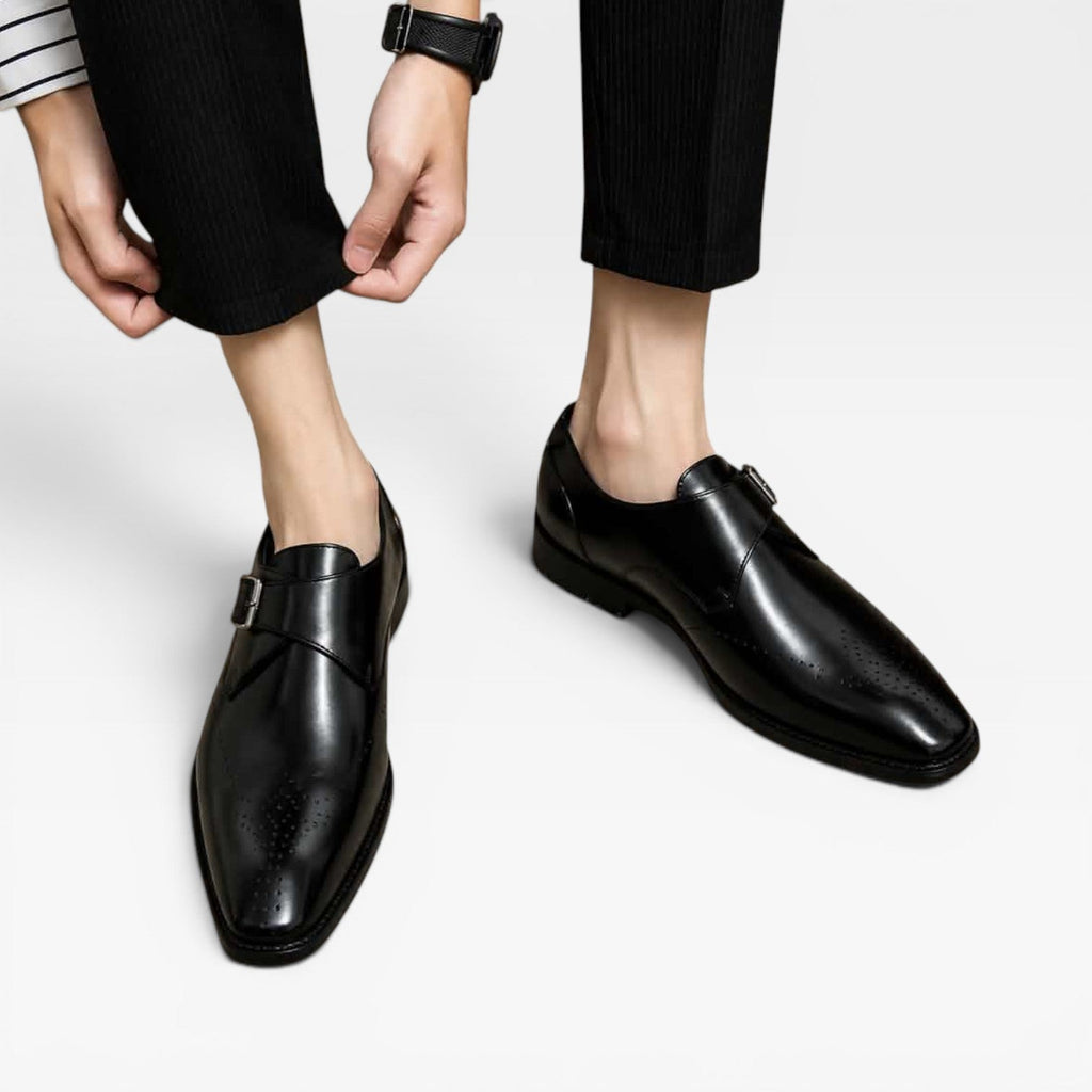 Herren Leder Monk Strap Schuhe – Klassische Slip-On Smarte Dress Schuhe