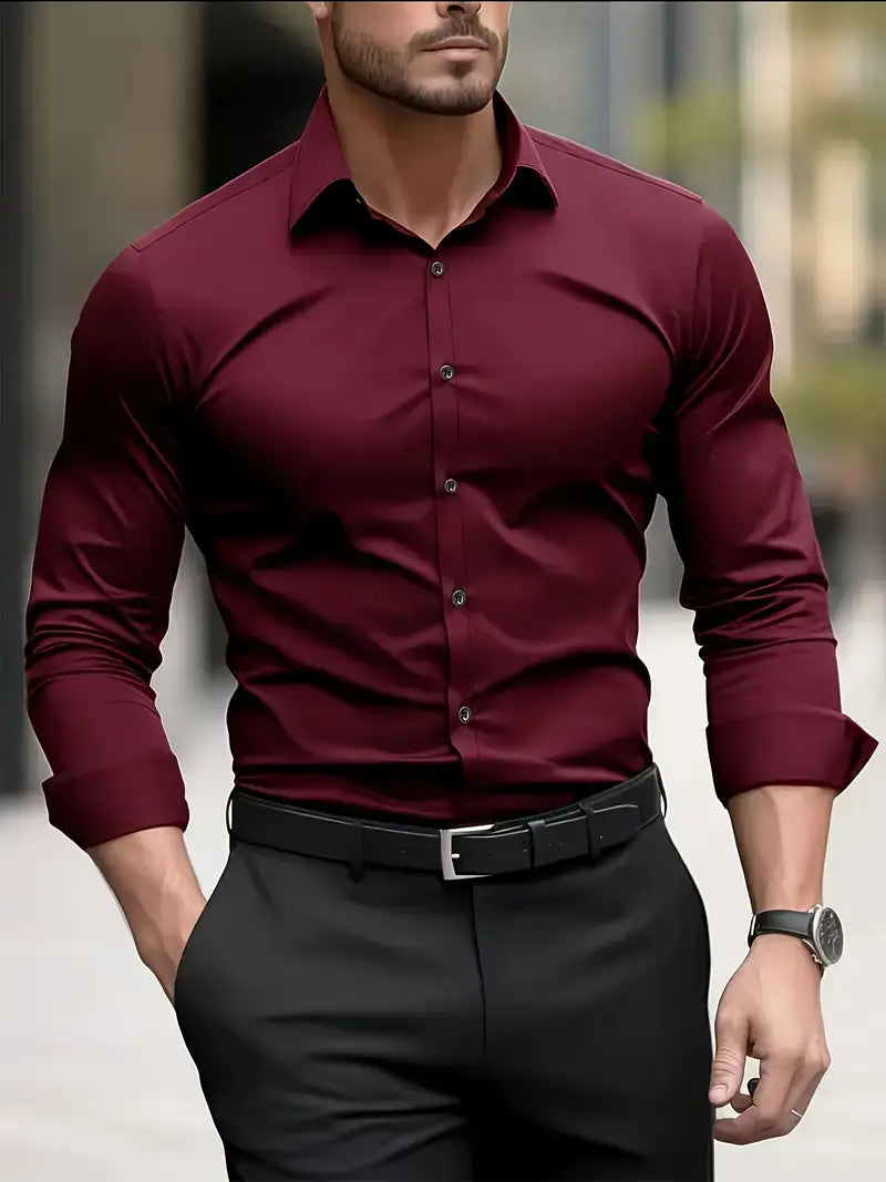 Herren Businesshemd Langarm – Bügelleichtes Hemd mit modernem Schnitt