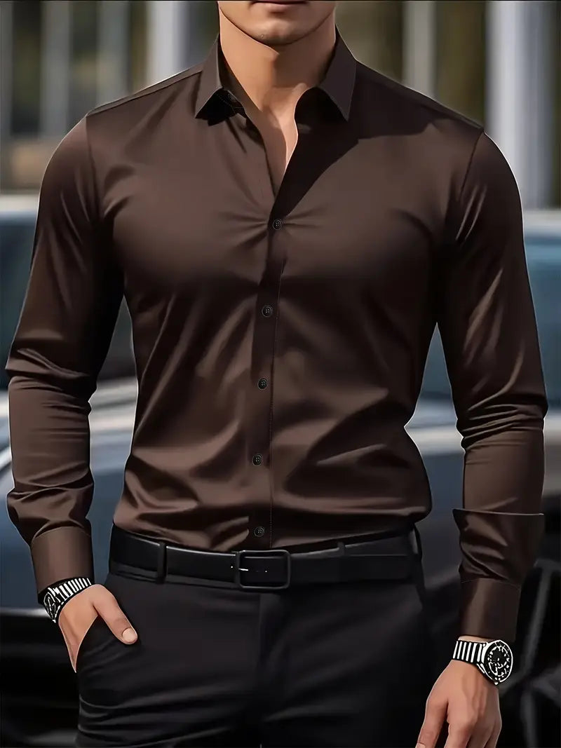 Herren Businesshemd Langarm – Bügelleichtes Hemd mit modernem Schnitt