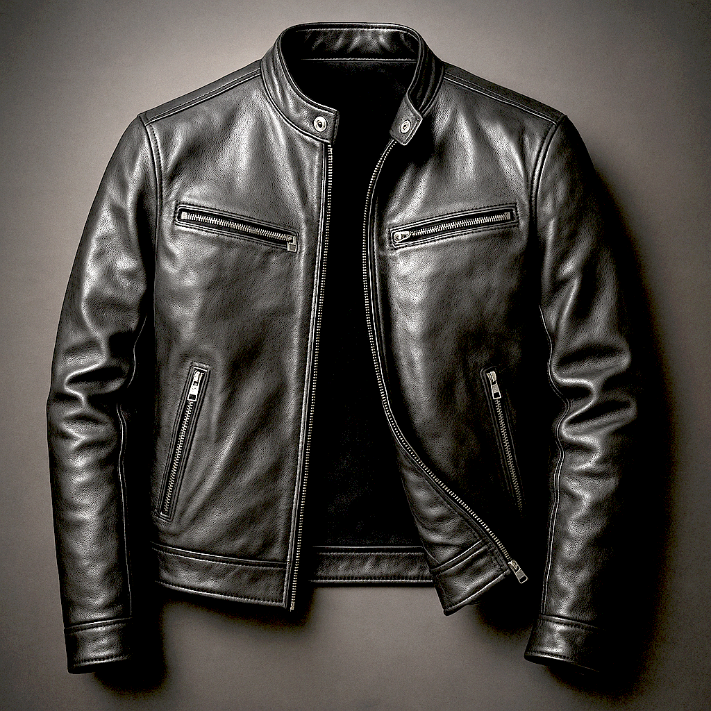 Herren Bikerjacke Vintage Style – Übergangsjacke mit Stehkragen