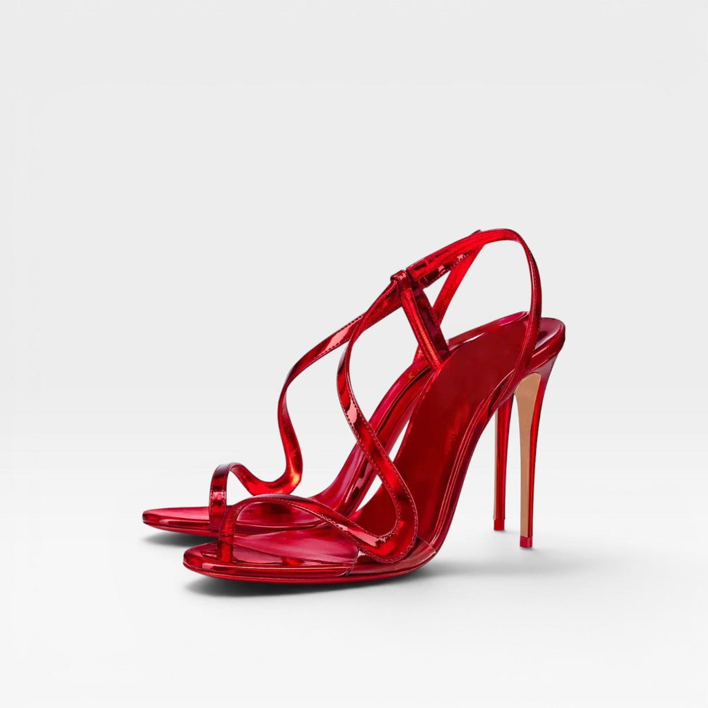 Damen Metallic Riemchenabsätze – Elegante Schlanke Stiletto Sandalen für Besondere Anlässe