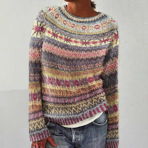 Damen Norwegerpullover mit Muster – Strickpullover Rundhals