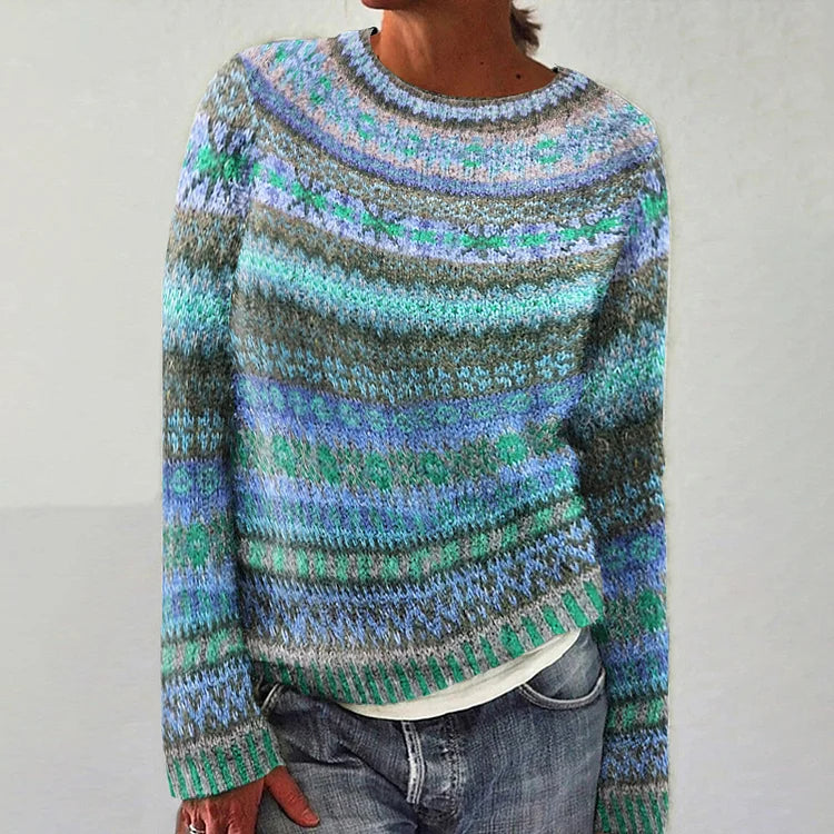 Damen Norwegerpullover mit Muster – Strickpullover Rundhals