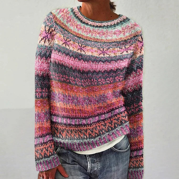 Damen Norwegerpullover mit Muster – Strickpullover Rundhals