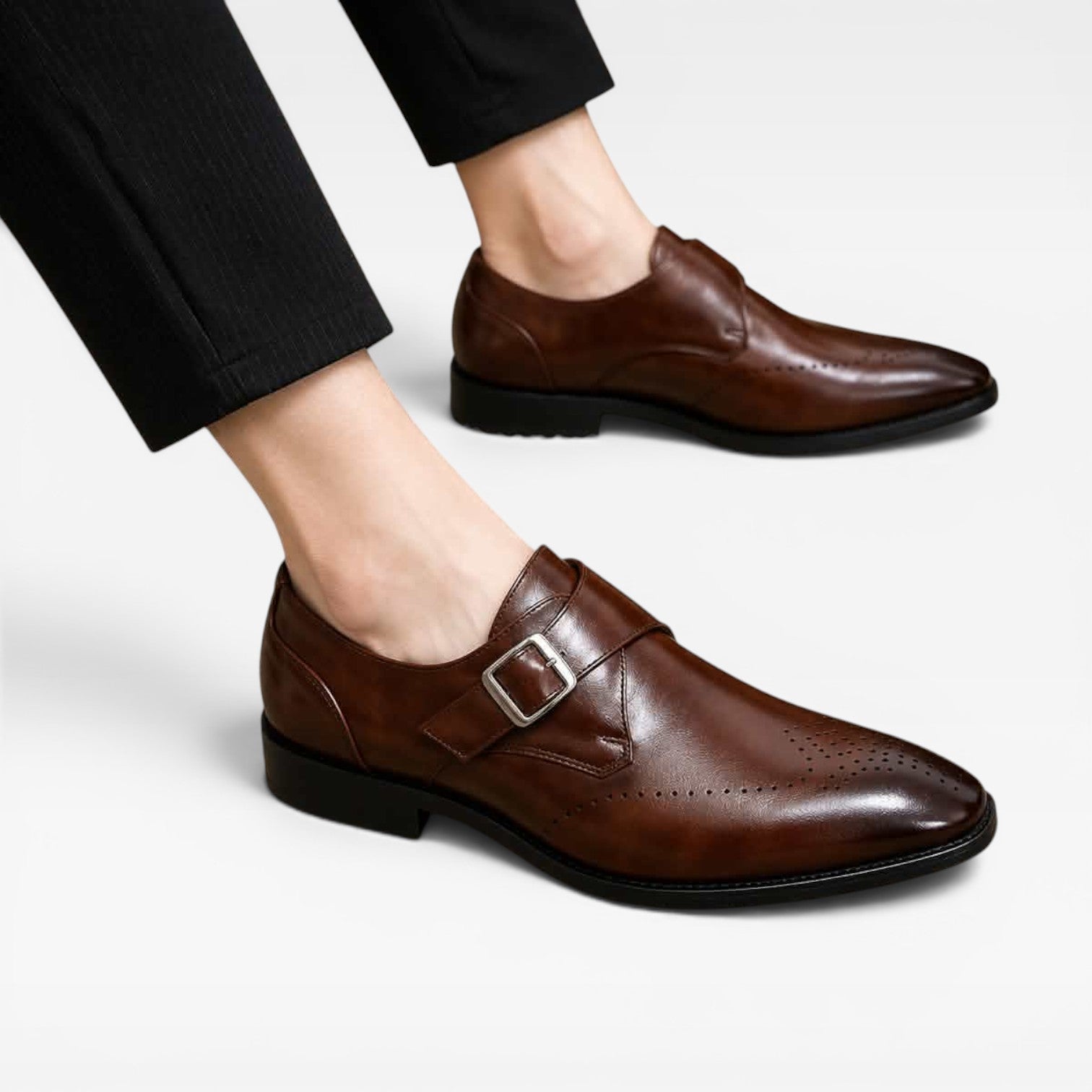 Herren Leder Monk Strap Schuhe – Klassische Slip-On Smarte Dress Schuhe