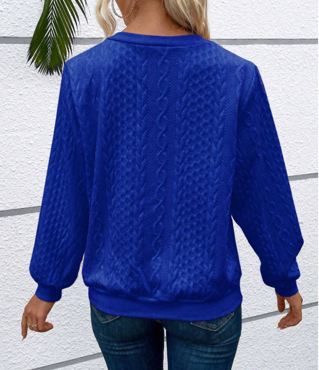 Damen Zopfmuster Pullover mit Reissverschluss – Strickpullover mit Stehkragen