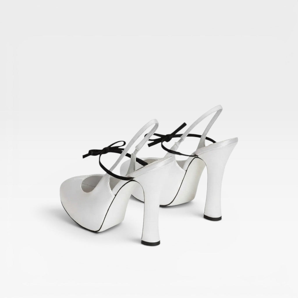 Damen Ballett Slingback Absätze – Elegante Pumps mit geschwungenem Schleifen-Design für besondere Anlässe