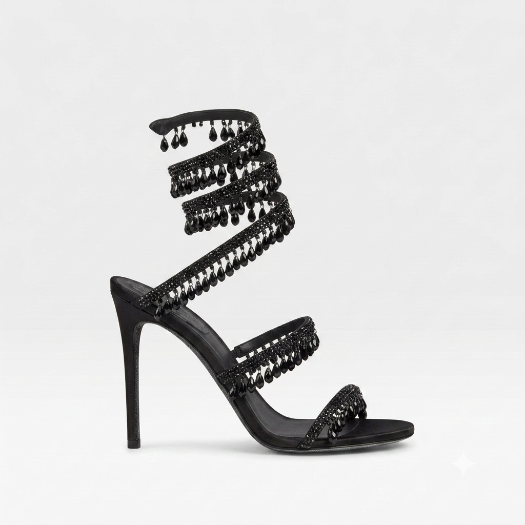Damen Kristall High Heel Sandalen – Elegante Riemchenabsätze für besondere Anlässe