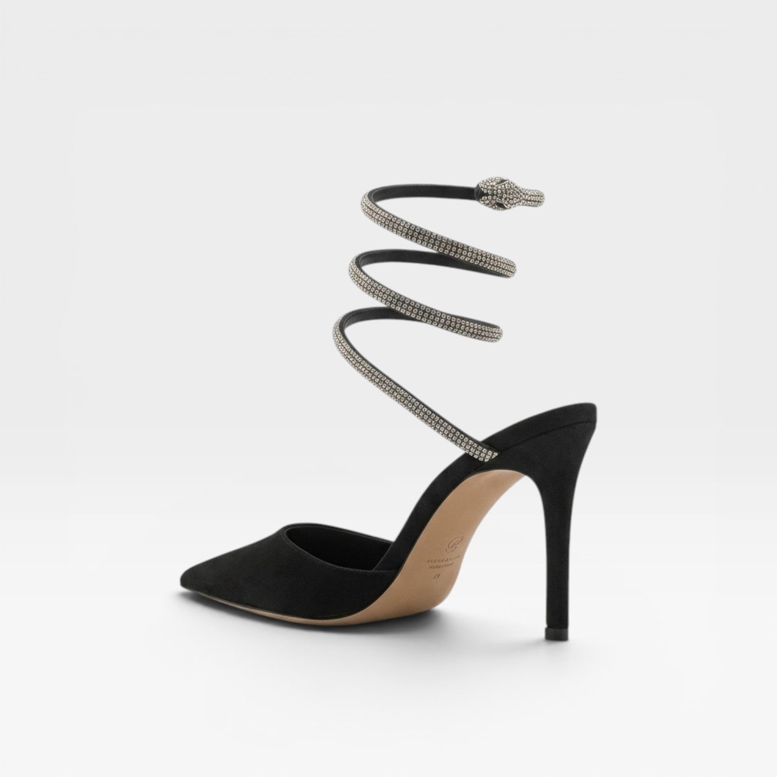 Damen Kristall Knöchel Wickelabsätze – Spitz zulaufende Satin Stiletto Pumps für besondere Anlässe