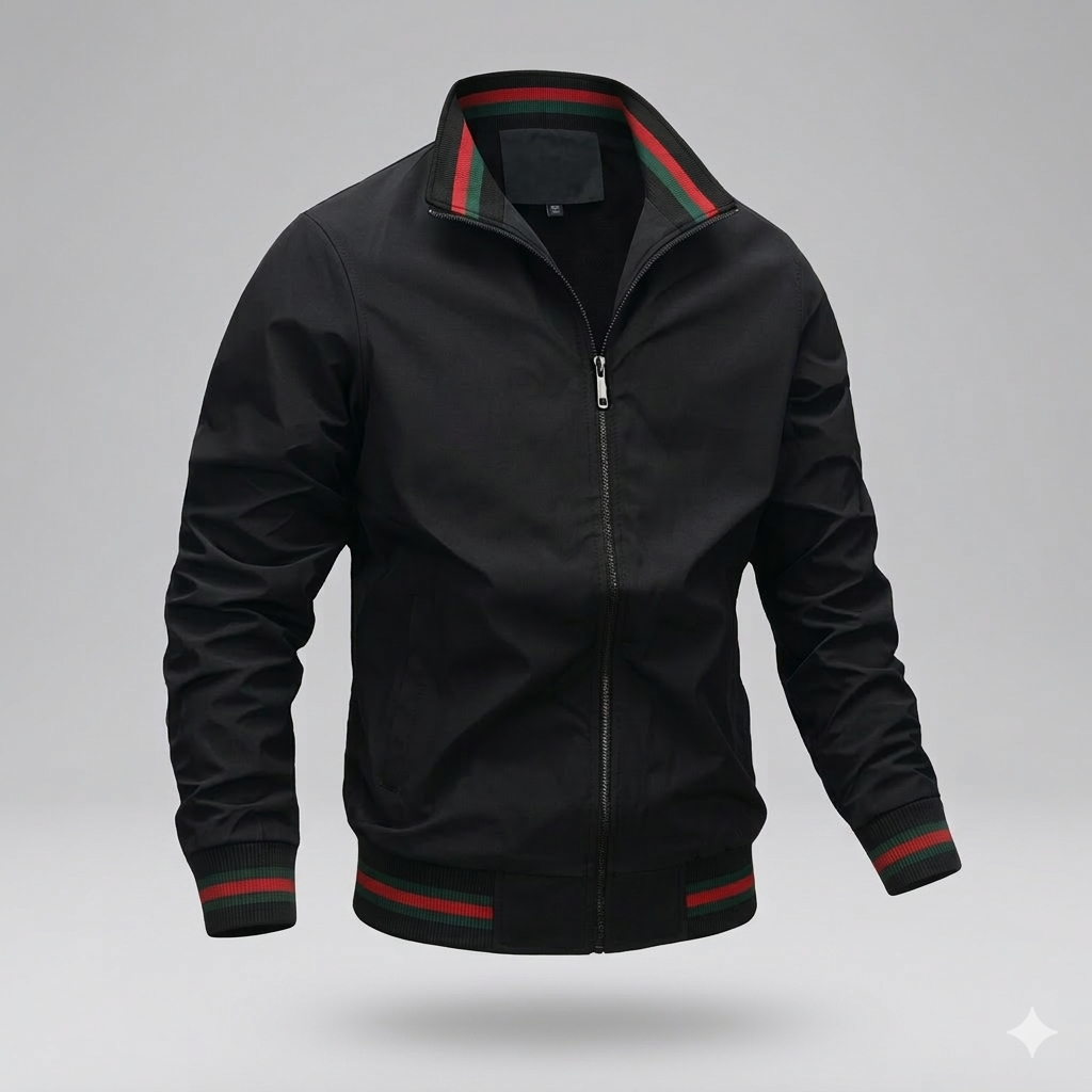 Herren Herbstjacke mit Streifen-Detail – Leichte Sportjacke mit Stehkragen