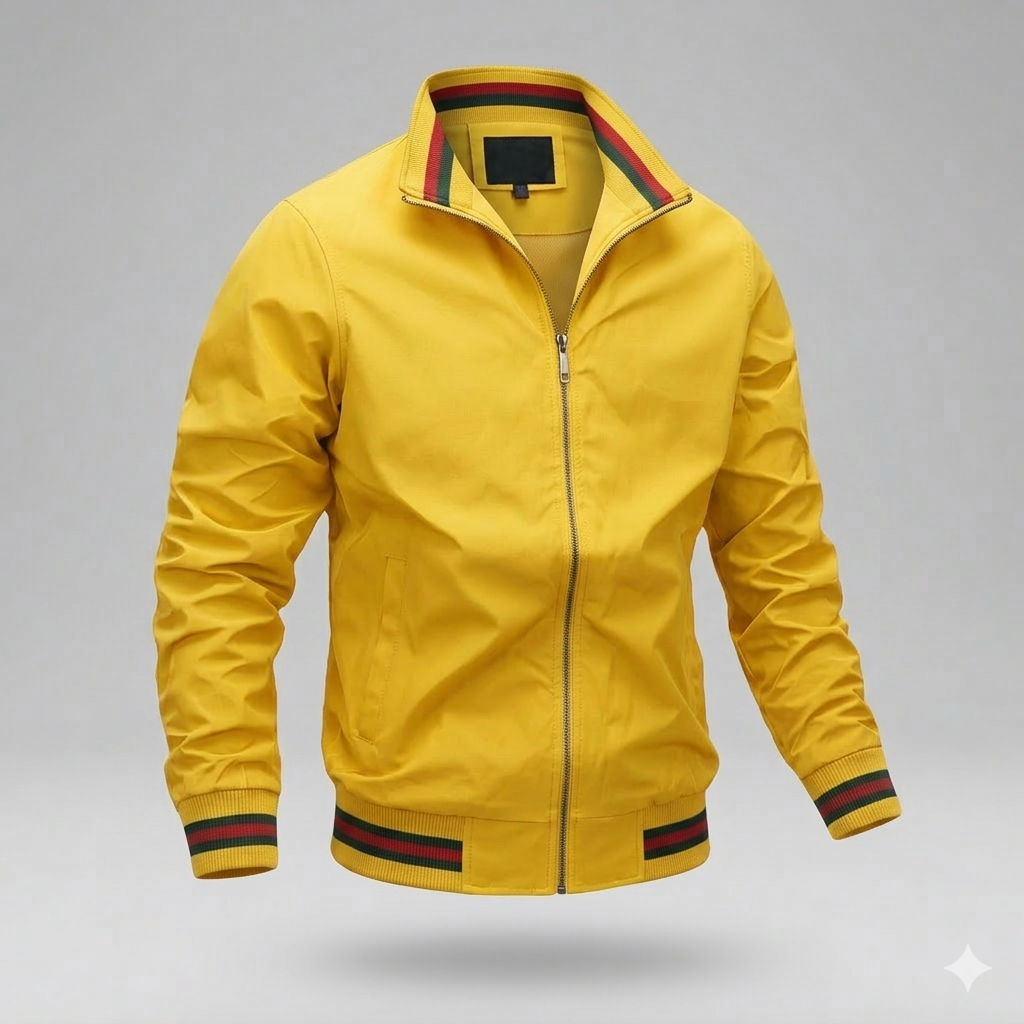 Herren Herbstjacke mit Streifen-Detail – Leichte Sportjacke mit Stehkragen
