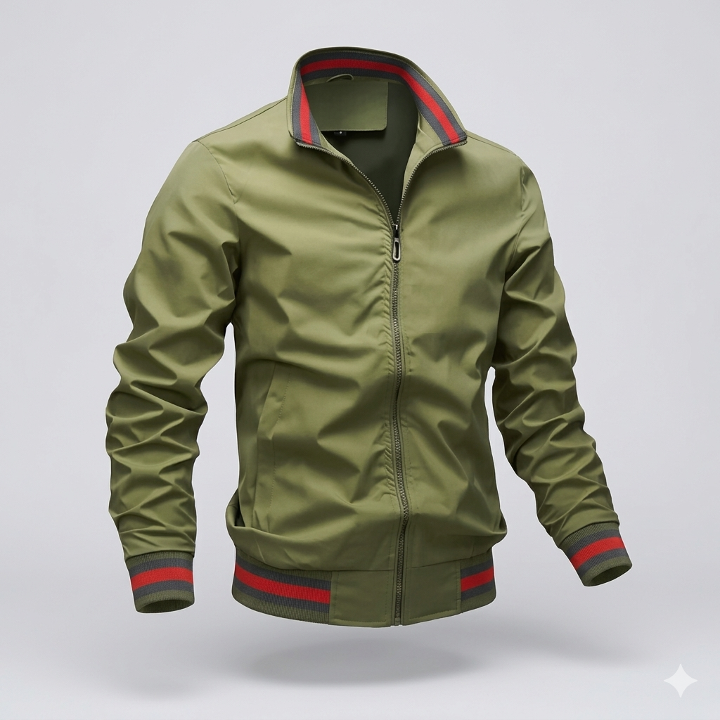 Herren Herbstjacke mit Streifen-Detail – Leichte Sportjacke mit Stehkragen