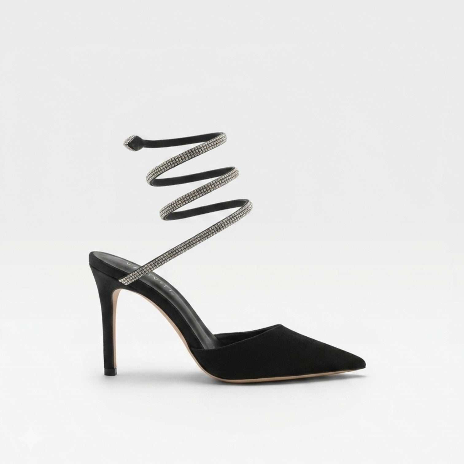 Damen Kristall Knöchel Wickelabsätze – Spitz zulaufende Satin Stiletto Pumps für besondere Anlässe