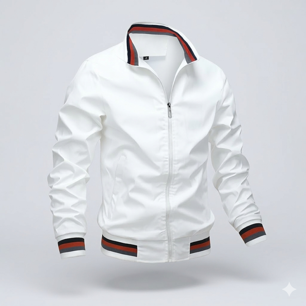 Herren Herbstjacke mit Streifen-Detail – Leichte Sportjacke mit Stehkragen