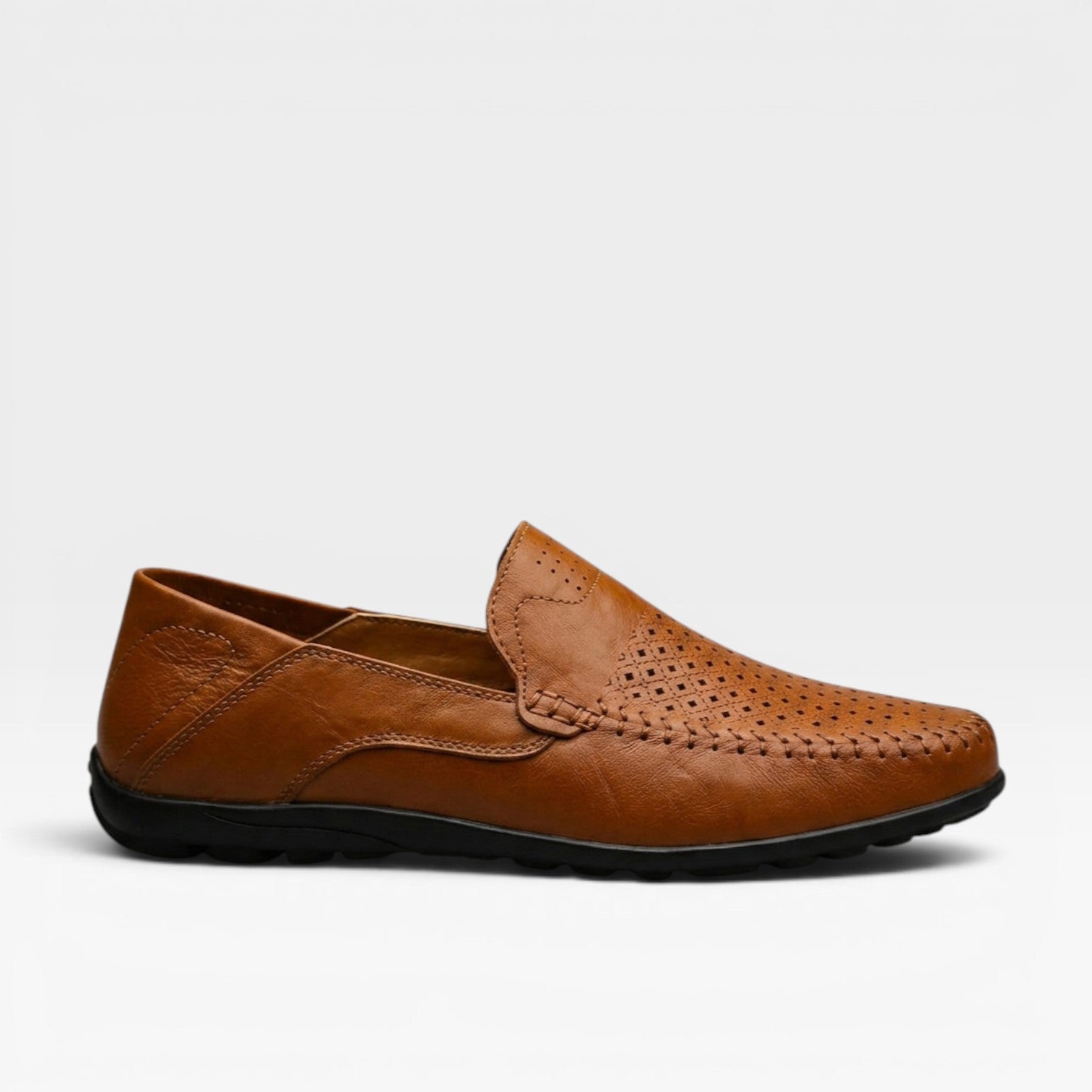 Herren Echtes Leder Slipper – Atmungsaktive Slip-On Freizeit-Schuhe für den Sommer
