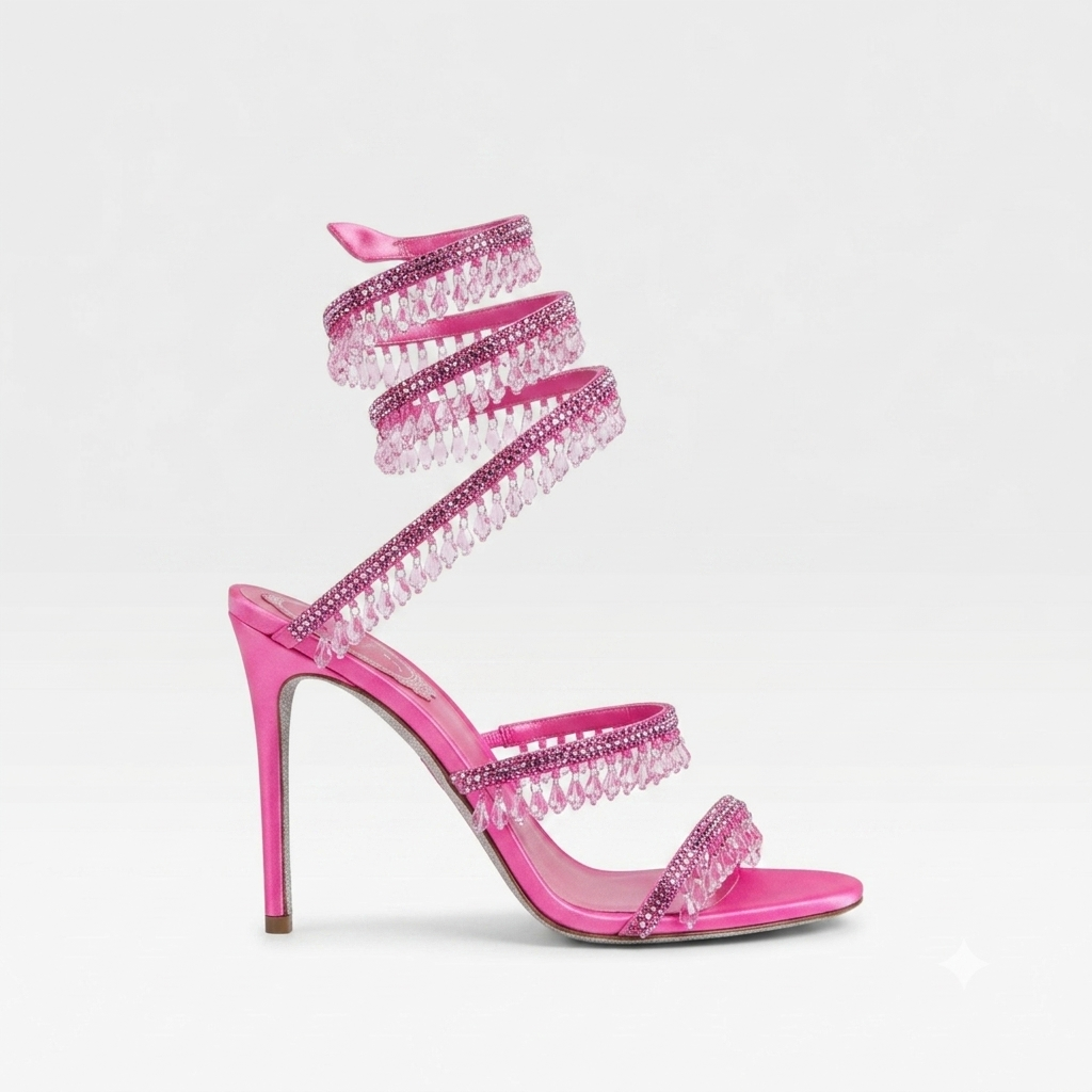 Damen Kristall High Heel Sandalen – Elegante Riemchenabsätze für besondere Anlässe