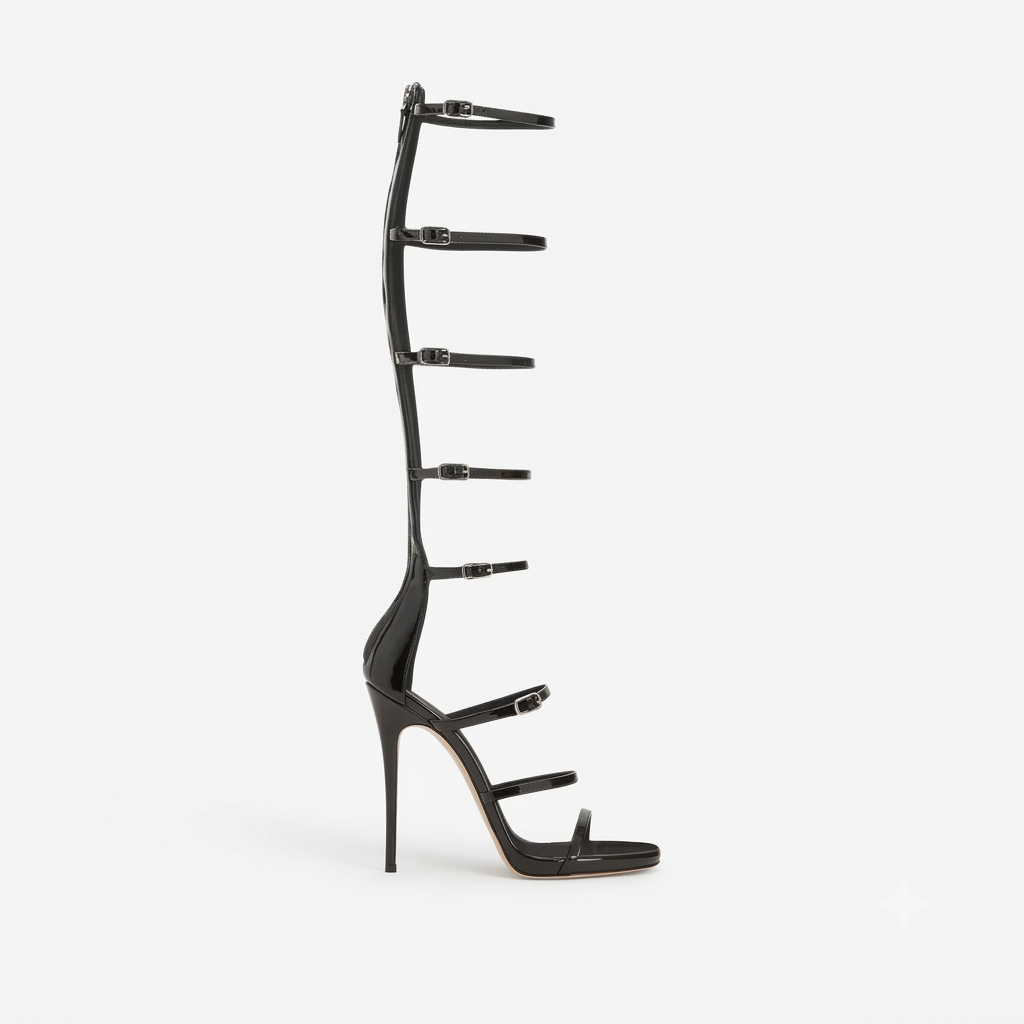 Damen Knöchelhohe Gladiatorenabsätze – Statement Schnallenriemen Stiletto für besondere Anlässe